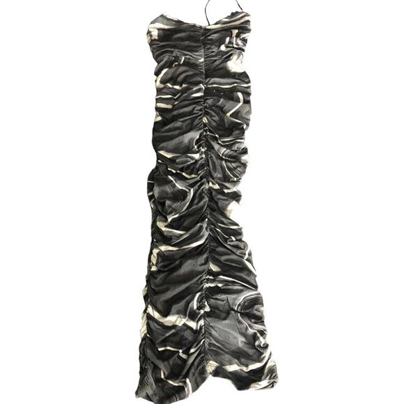 Asos Design cami strappy midi dress ruched details Black & Gray Marble Size 0 - Picture 9 of 12